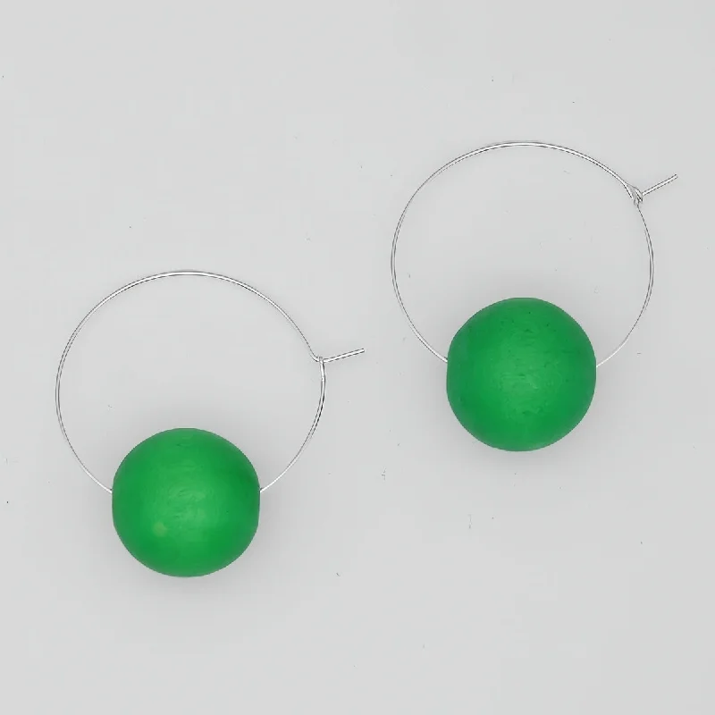 Best hoop earrings with baroque pearls for a luxurious and elegant vibe-Green Ball Hoop Dangle Earring