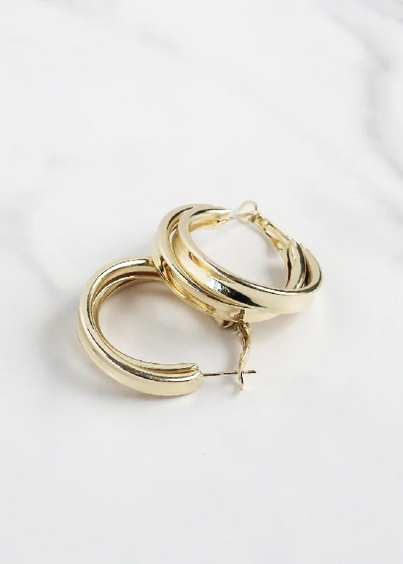 Hoop earrings with multi-tone finishes for a colorful and layered effect-Layered Hoop Earring