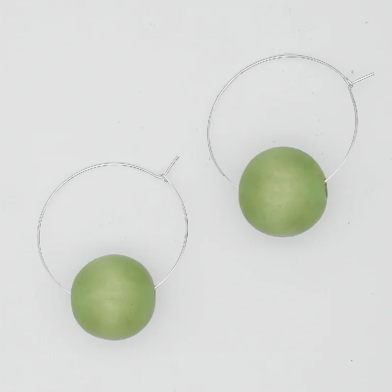 Best hoop earrings with gold-plated finishes for an affordable luxury vibe-Light Green Ball Hoop Dangle Earring