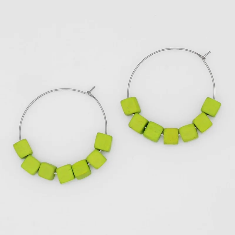 Best hoop earrings with delicate chain details for a trendy and stylish design-Lime Cubist Hoop Earring