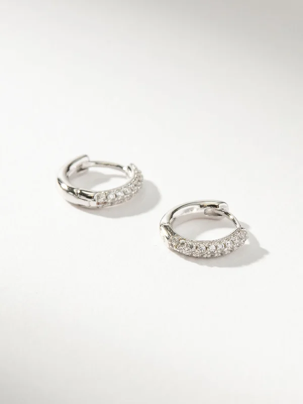 Hoop earrings with hammered textures for a boho-chic and rustic vibe-Luminous Pavé Huggie Earrings