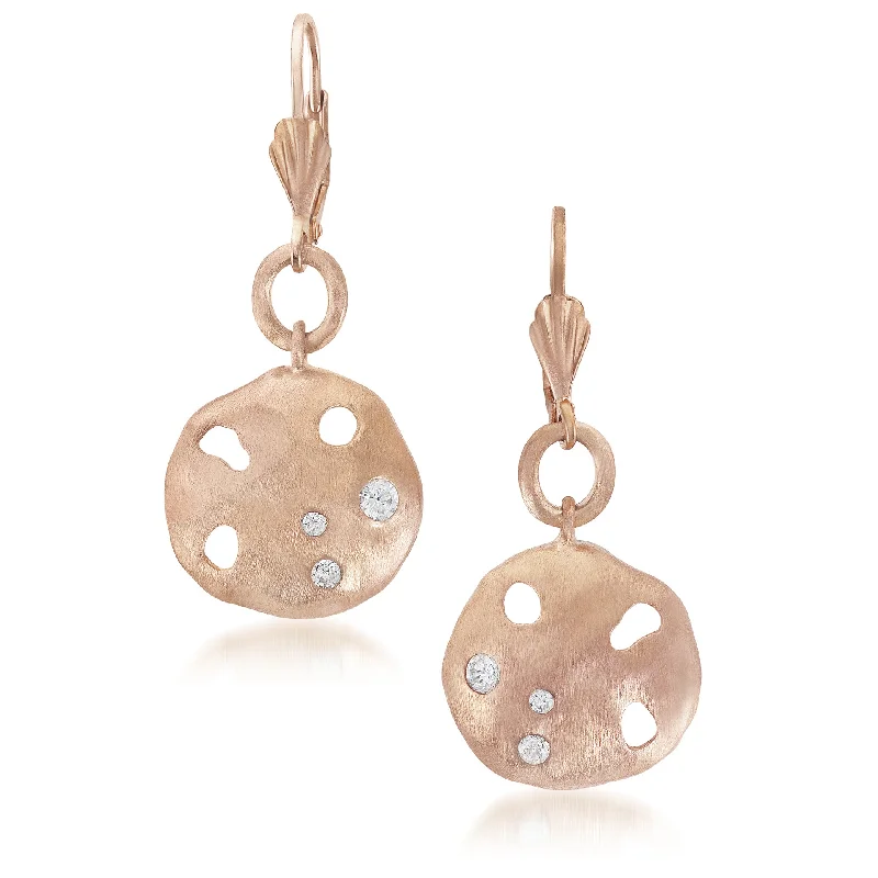 Best hoop earrings with butterfly motifs for a playful and whimsical appearance-Matte Brushed Rose-plated Sterling Silver Cubic Zirconia Dangling Earrings