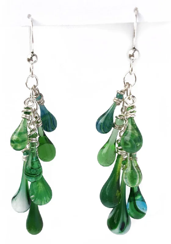 Hoop earrings with stacked layers for a bold and textured design-Greenery Waterfall Earrings