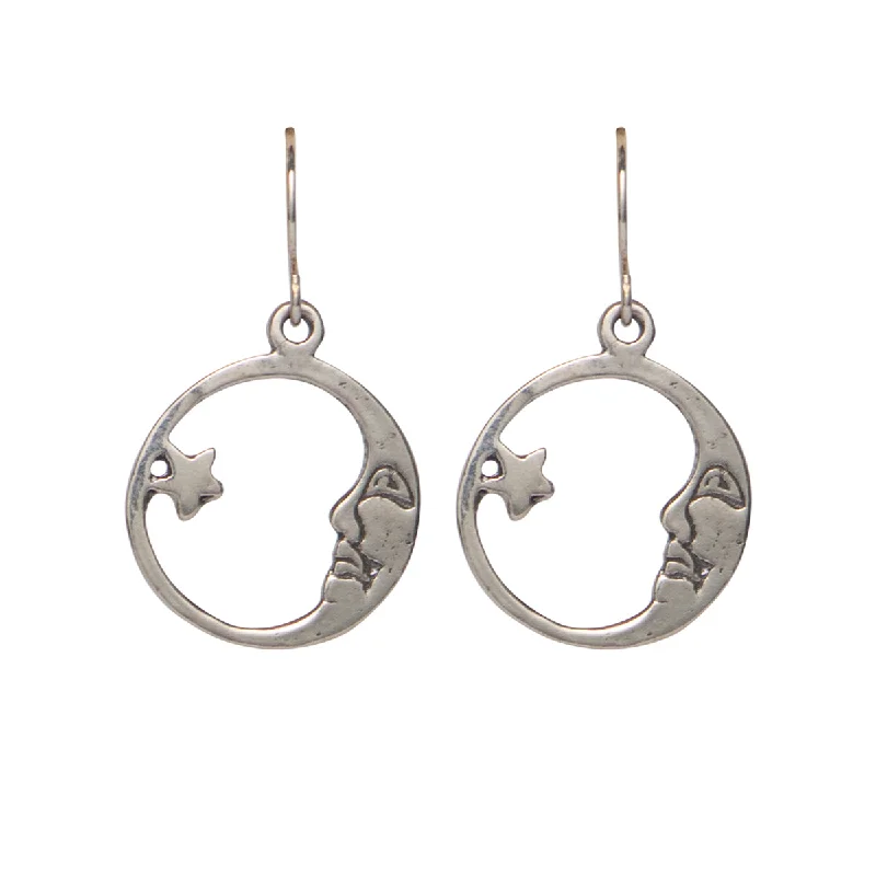 Hoop earrings with hammered copper for a warm and rustic aesthetic-Moon Man