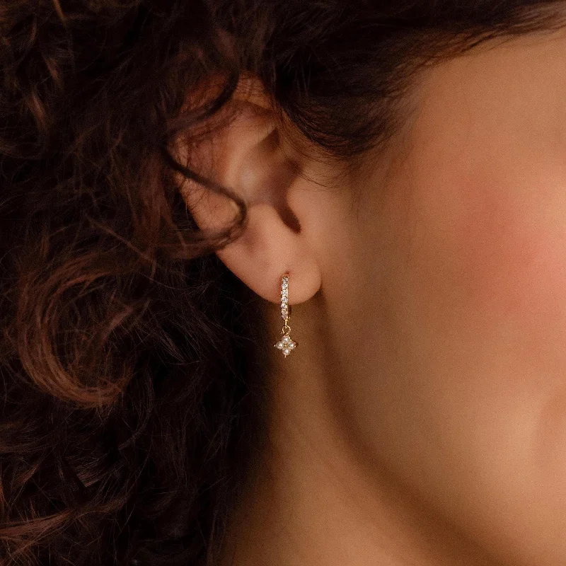 Hoop earrings with infinity loop designs for a continuous and eternal shape-Pearl Ivy Flower Huggies