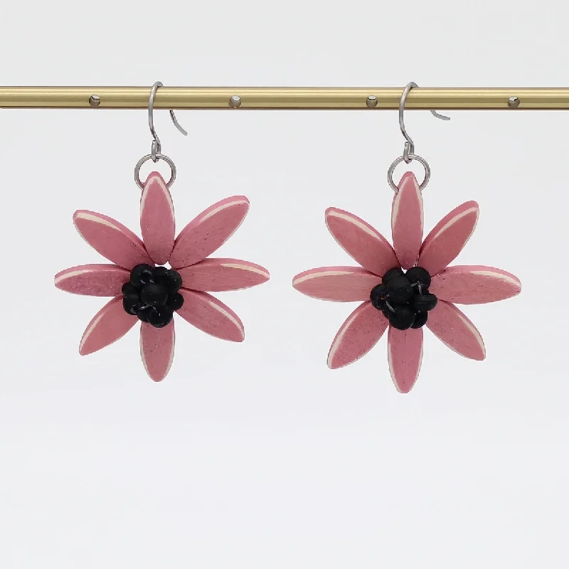 Hoop earrings with snake print designs for an edgy, wild appearance-Pink Amaya Flower Earrings