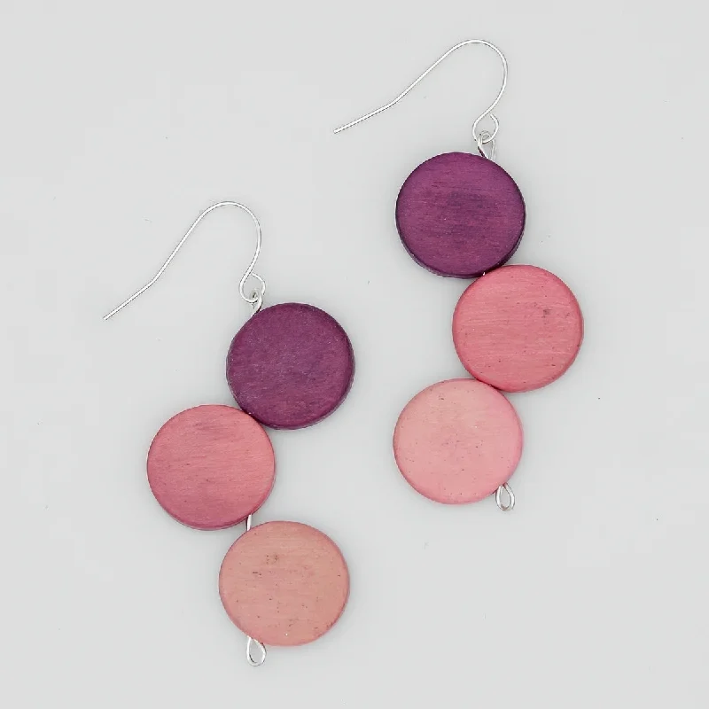 Best hoop earrings with minimalist designs for a clean and modern aesthetic-Pink Triple Stacked Earring