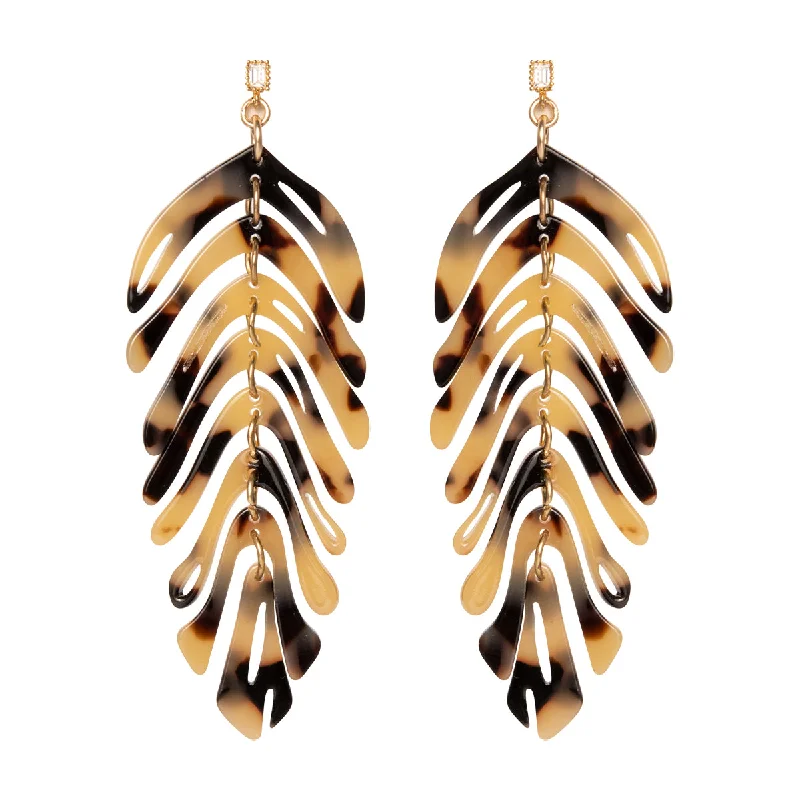 Best hoop earrings with tribal designs for a cultural and exotic aesthetic-Plume - tortoise shell brown