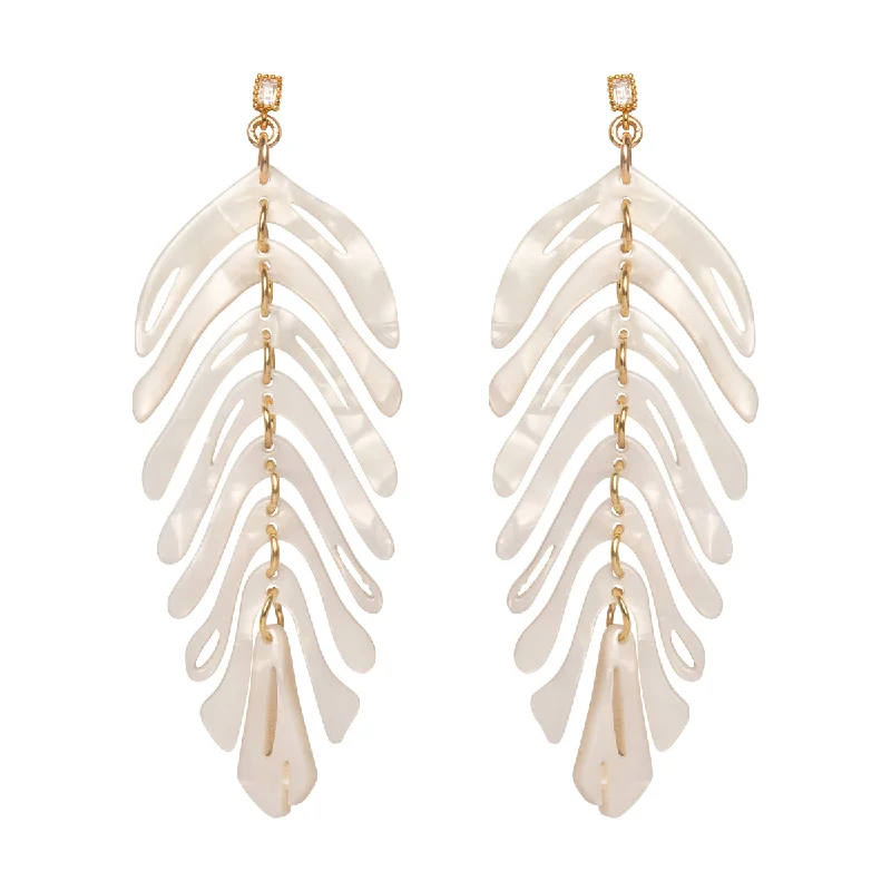 Hoop earrings with open designs for a modern, lighthearted vibe-Plume - white