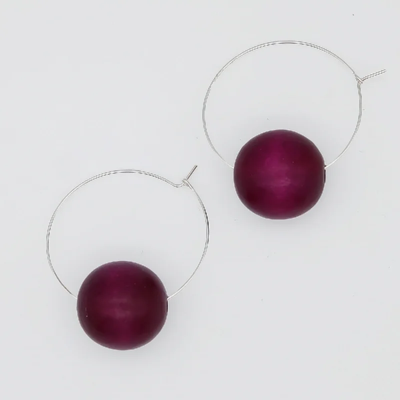 Best hoop earrings with hammered gold for a rustic yet elegant look-Purple Ball Hoop Dangle Earring