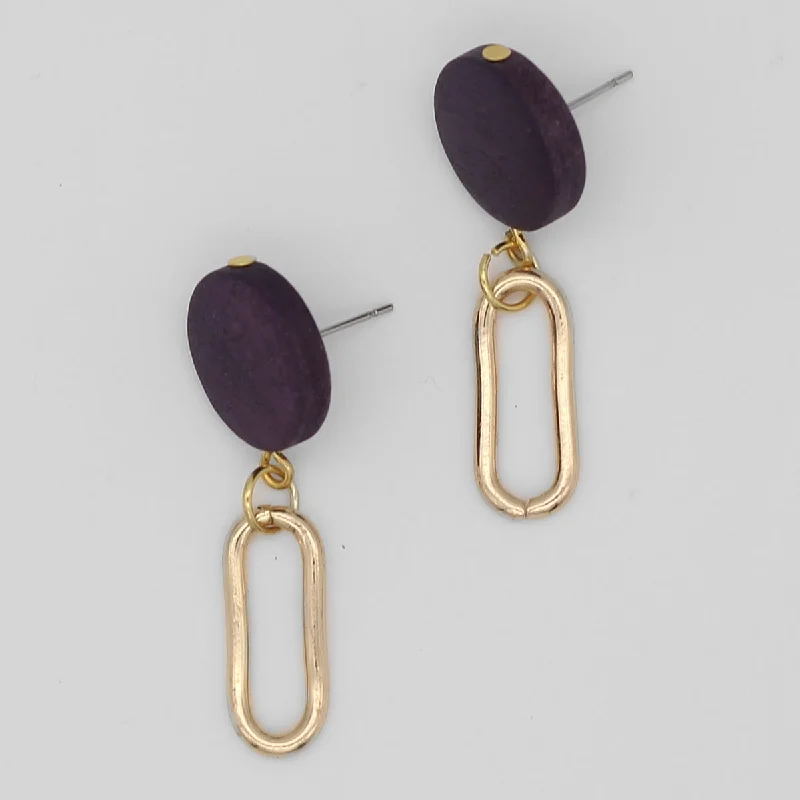 Best hoop earrings with vintage-style detailing for a nostalgic and timeless look-Purple Kolly Gold Link Dangle Earring