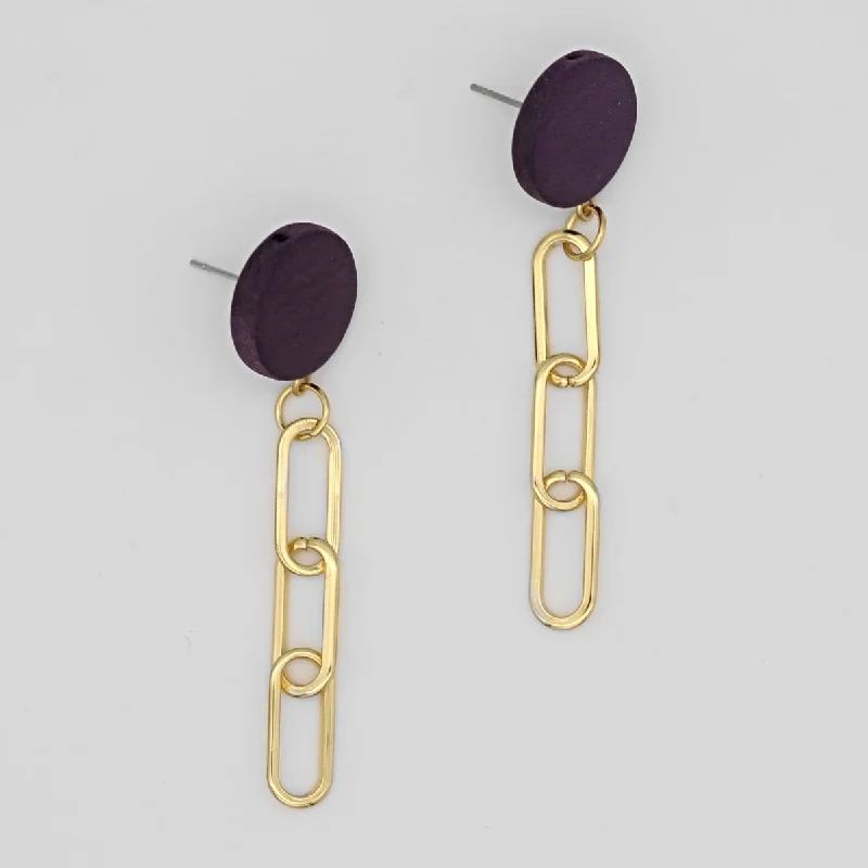 Best hoop earrings with tribal designs for a cultural and exotic aesthetic-Purple Link Dangle Earring