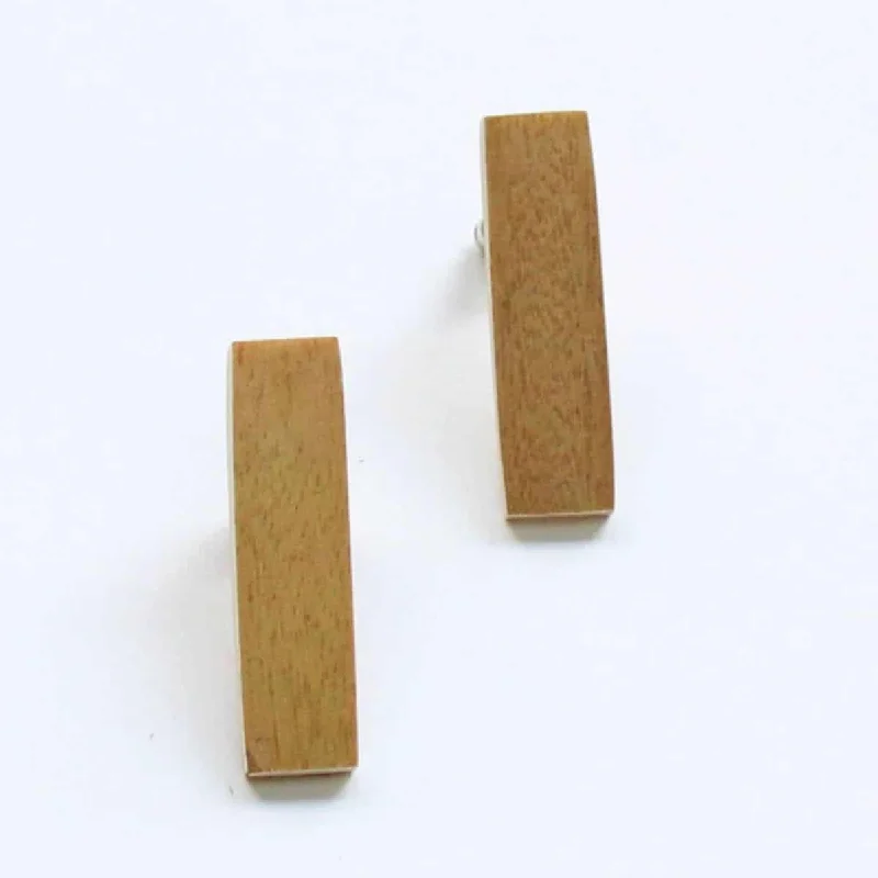 Hoop earrings with cut-out designs for a creative and lightweight effect-Rectangle Wooden Post in Muted Yellow