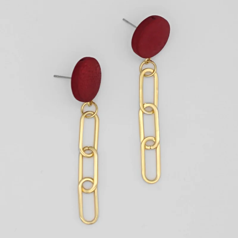 Best hoop earrings with baroque pearls for a luxurious and elegant vibe-Red Gold Link Dangle Earring