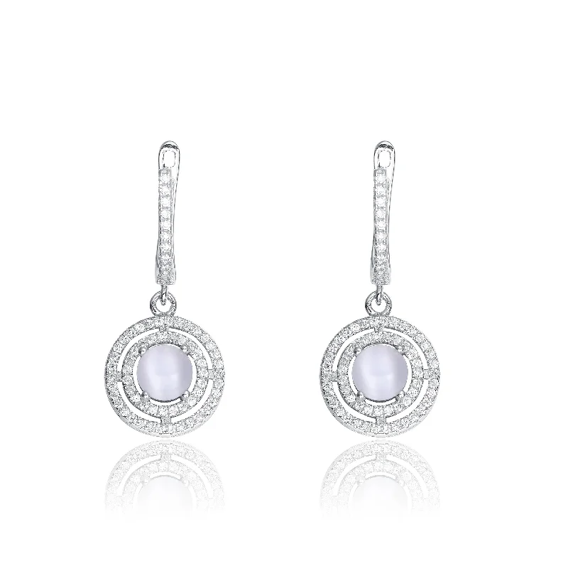 Hoop earrings with polished silver finish for a shiny, modern appeal-Sterling Silver Cubic Zirconia Leverback Earrings