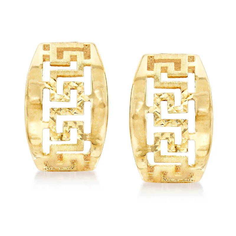 Best hoop earrings with satin ribbons for a soft, feminine appearance-Ross-Simons 14kt Yellow Gold Greek Key Earrings