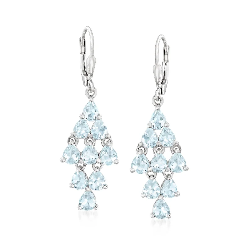 Best hoop earrings with oval shapes for a unique and elongated design-Ross-Simons Aquamarine Chandelier Earrings in Sterling Silver