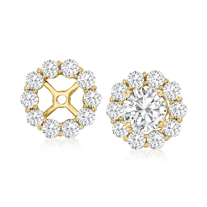 Hoop earrings with removable pendants for a versatile and customizable accessory-Ross-Simons Diamond Earring Jackets in 14kt Yellow Gold