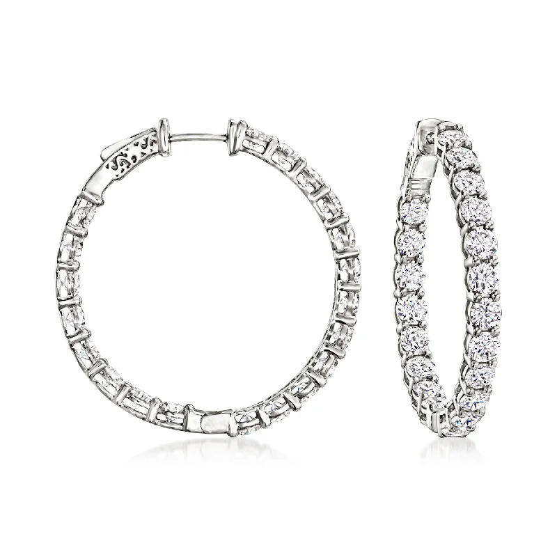 Hoop earrings with artistic filigree designs for an intricate, delicate finish-Ross-Simons Lab-Grown Diamond Inside-Outside Hoop Earrings in 14kt White Gold