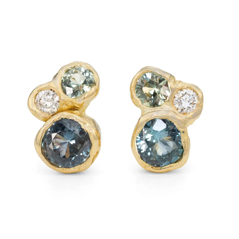 Hoop earrings with hearts for a sweet and romantic gesture-Ocean Cluster Studs