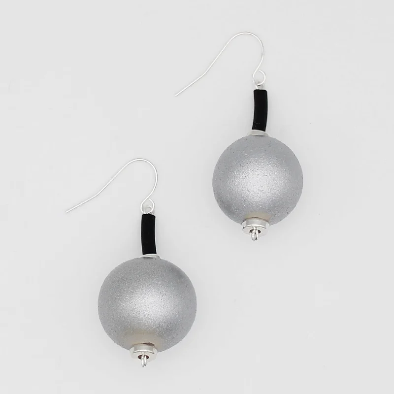 Hoop earrings with diamond-cut surfaces for added sparkle and shine-Silver Ball Drop Earring