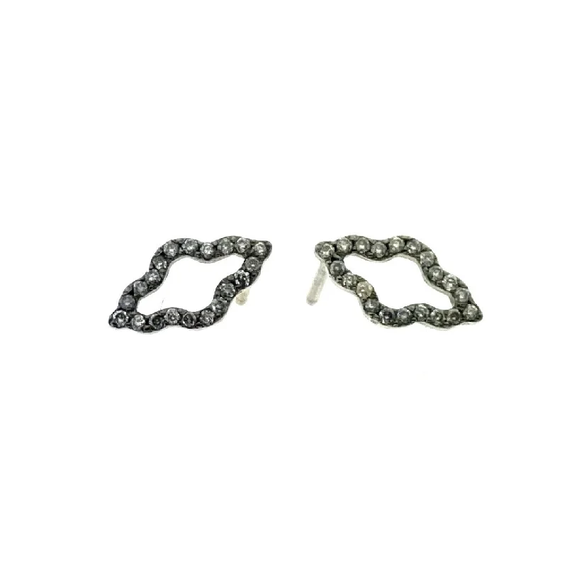 Best hoop earrings with delicate chain details for a trendy and stylish design-Small White Gold P4 Stud with Diamonds and Black Rhodium