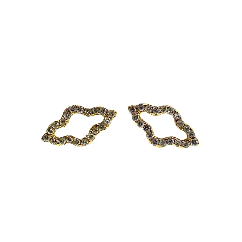 Best hoop earrings with infinity designs for a timeless and meaningful symbol-Small Yellow Gold P4 Stud With White Diamonds