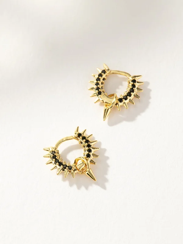 Hoop earrings with oversized pearl accents for a statement-making look-Spike Huggie Earrings