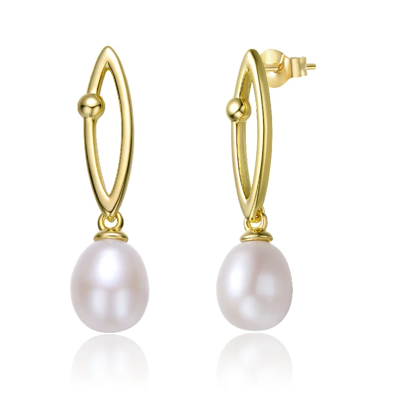 Best hoop earrings with geometric cuts for a sharp, modern appeal-Delphine Pearl Golden Almond Earrings