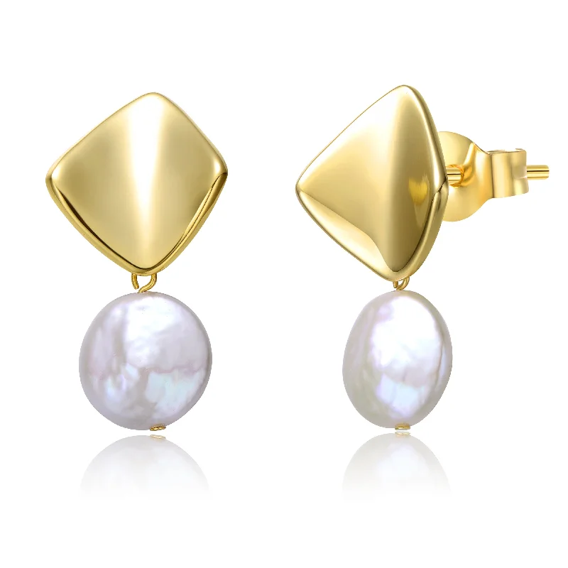 Best hoop earrings with rose gold for a romantic and warm aesthetic-Brigitte Golden Argyle Pearl Earrings