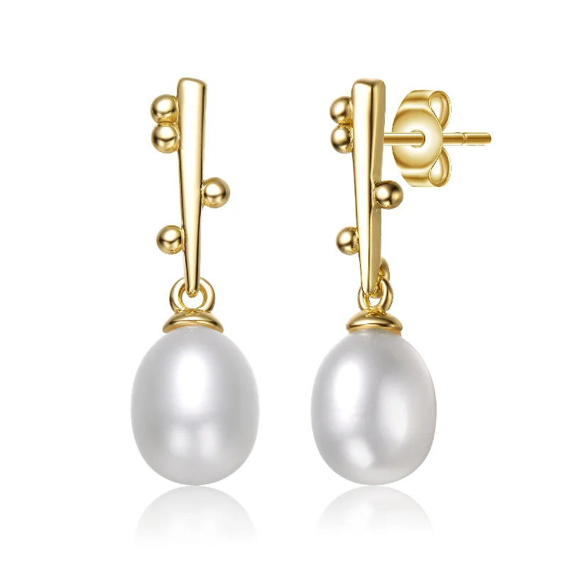 Hoop earrings with textured finishes for a vintage and classic style-Delphine Mini Golden Pearl Earrings