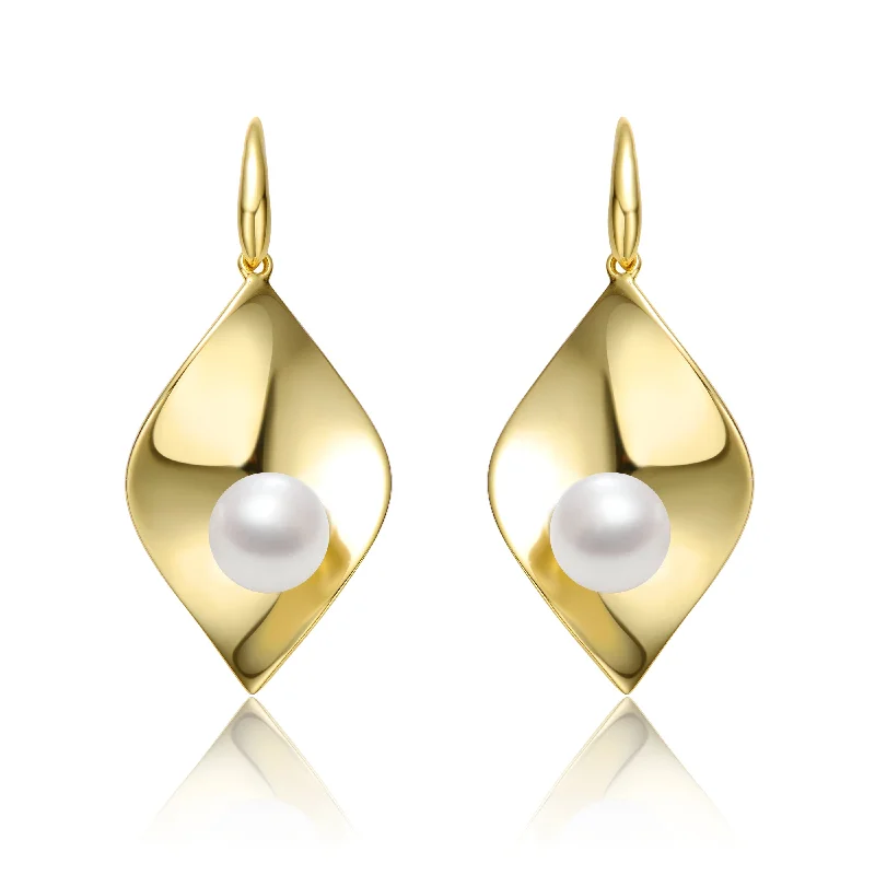 Best hoop earrings with sterling silver for an affordable and chic design-Delphine Golden Leaf Pearl Earrings