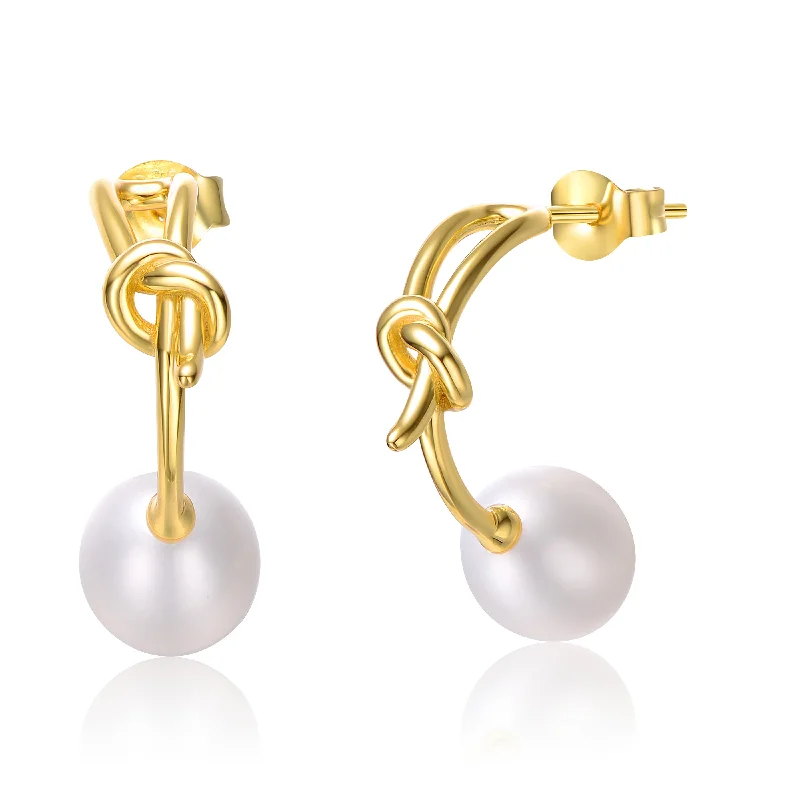 Best hoop earrings with cubic zirconia for a budget-friendly, dazzling look-Delphine Golden Knot Pearl Earrings