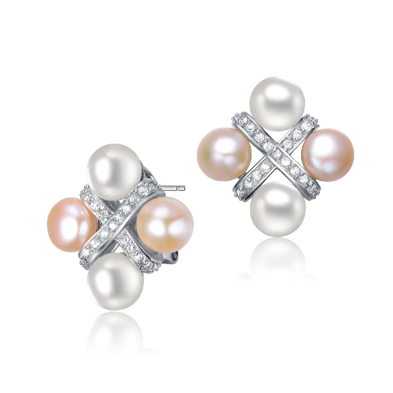 Best hoop earrings with rose gold for a romantic and warm aesthetic-Estelle Pearl Earrings