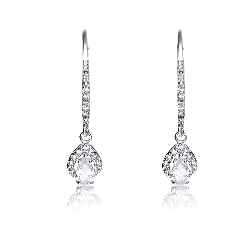 Hoop earrings with open designs for a modern, lighthearted vibe-Sterling Silver Cubic Zirconia Dangle Earrings