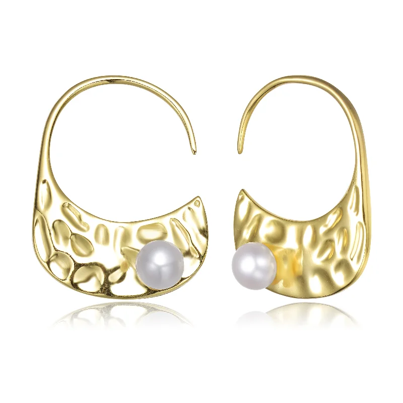 Hoop earrings with luxe velvet finishes for a rich and luxurious touch-Delphine Boho Golden Pearl Hook Earrings