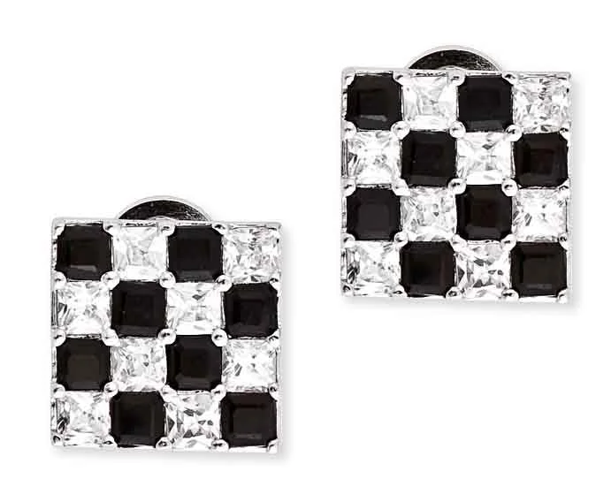 Best hoop earrings with gold for a luxurious and timeless look-Aurore Zirconia And Black Square Shape Earrings