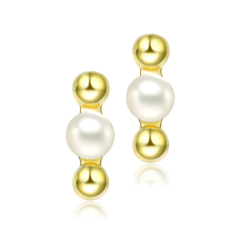 Best hoop earrings with marbled designs for a trendy and artistic effect-Delphine Golden Spheres Pearl Earrings