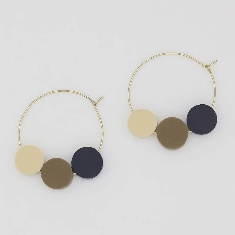 Best hoop earrings with sparkling cubic zirconia for a brilliant, budget-friendly effect-Taupe Dot Hoop Dangle Earring