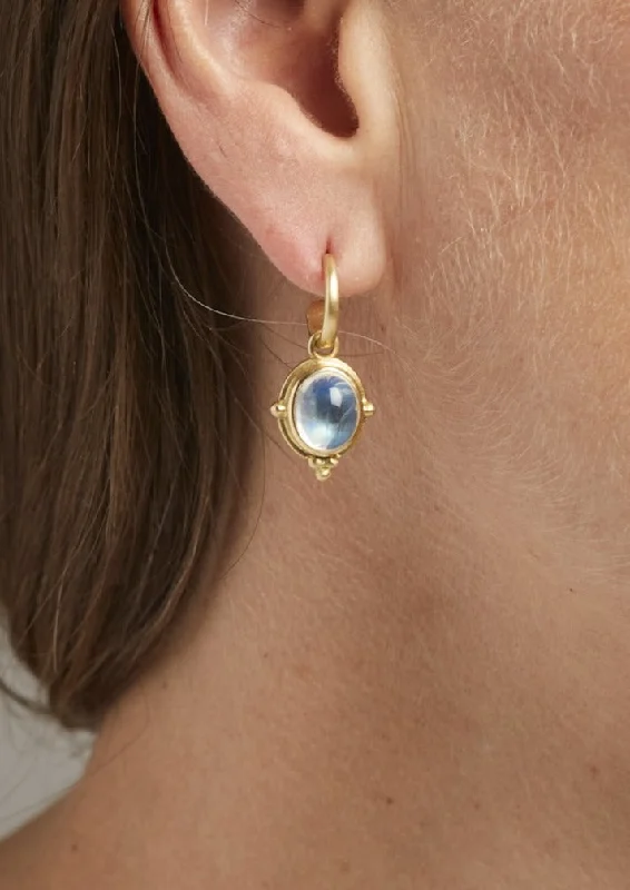 Hoop earrings with stacked layers for a bold and textured design-The Moonstone Earrings II