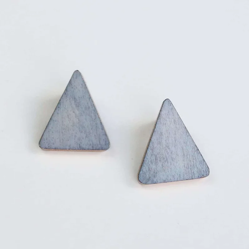 Best hoop earrings with matte finish for a sophisticated, understated design-Triangle Wooden Post in Light Blue