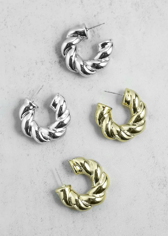 Best hoop earrings with butterfly motifs for a playful and whimsical appearance-Twisted Open Hoops