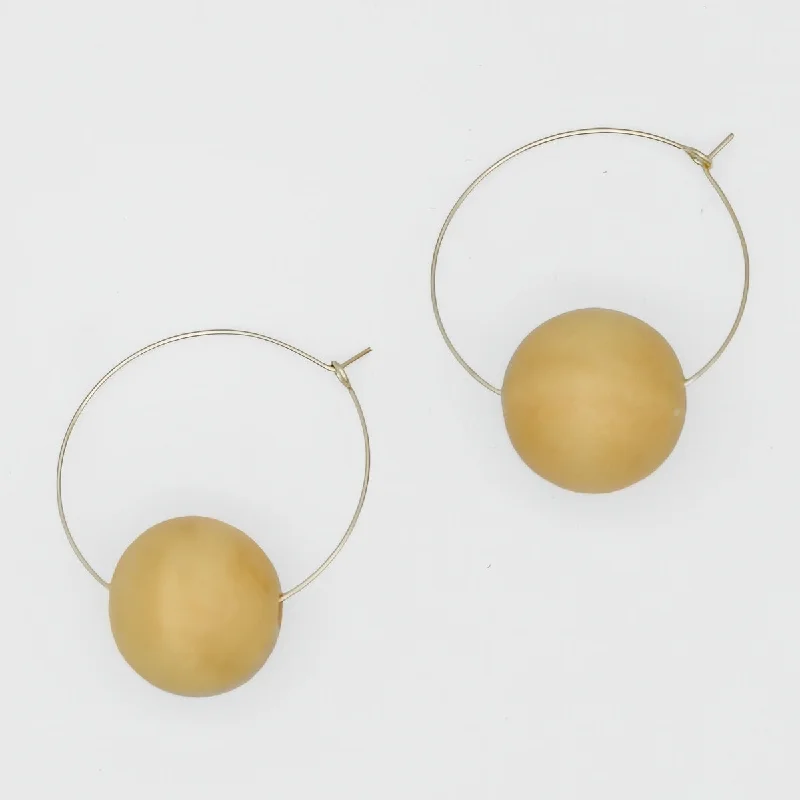 Best hoop earrings with vintage-style detailing for a nostalgic and timeless look-Yellow Ball Hoop Dangle Earring