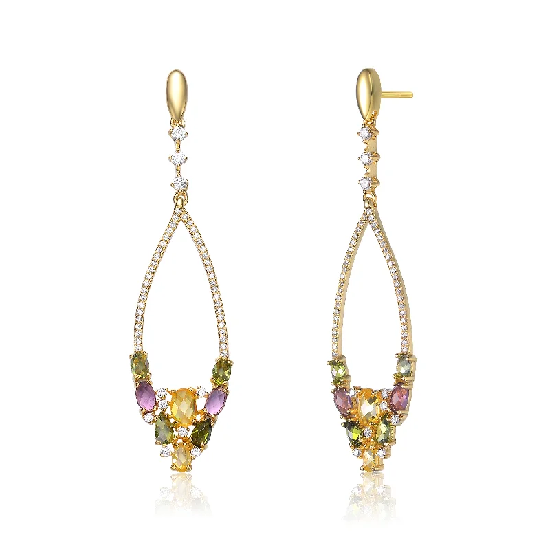 Hoop earrings with colorful beads for a fun and playful vibe-Palette Amande Golden Earrings